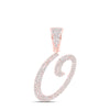 10kt Rose Gold Mens Round Diamond O Initial Letter Charm Pendant 7/8 Cttw