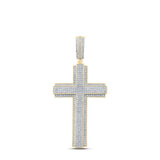 10kt Yellow Gold Mens Round Diamond Cross Charm Pendant 1 Cttw