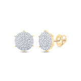 10kt Yellow Gold Womens Round Diamond Cluster Earrings 1/5 Cttw
