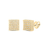 10kt Yellow Gold Round Diamond Square Earrings 1/3 Cttw