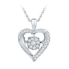 10kt White Gold Womens Moving Twinkle Round Diamond Heart Pendant 1/6 Cttw