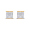 10kt Yellow Gold Round Diamond Kite Square Earrings 1/6 Cttw