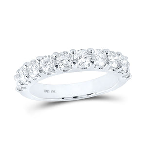 14kt White Gold Womens Round Diamond Wedding Band 1-1/2 Cttw