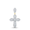 10kt Yellow Gold Mens Baguette Diamond Cross Charm Pendant 1/2 Cttw