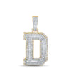 14kt Two-tone Gold Mens Baguette Diamond D Initial Letter Charm Pendant 2-1/3 Cttw