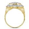 10kt Yellow Gold Mens Round Diamond Circle Cluster Ring 1/4 Cttw