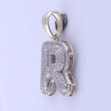 10kt Yellow Gold Mens Round Diamond Initial R Letter Charm Pendant 5/8 Cttw