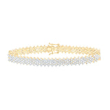 10kt Yellow Gold Womens Round Diamond Fashion Bracelet 7-3/8 Cttw