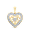 10kt Yellow Gold Womens Round Diamond Heart Pendant 1/8 Cttw