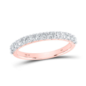 14kt Rose Gold Womens Round Diamond Wedding Band 1/2 Cttw