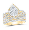 10kt Yellow Gold Round Diamond Bridal Wedding Ring Band Set 1-1/2 Cttw