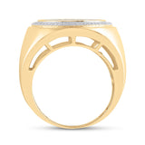 10kt Yellow Gold Mens Round Diamond Circle Frame Cluster Ring 1/2 Cttw