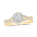 10kt Yellow Gold Womens Round Diamond Cluster Ring 1/2 Cttw