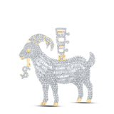 14kt Yellow Gold Mens Baguette Diamond Goat Money Dollar Charm Pendant 3-1/3 Cttw
