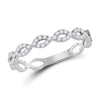 14kt White Gold Womens Round Diamond Twisted Stackable Band Ring 1/5 Cttw