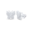 10kt White Gold Womens Round Diamond Butterfly Earrings 1/4 Cttw