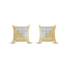 10kt Yellow Gold Round Yellow Color Enhanced Diamond Kite Square Earrings 1/2 Cttw