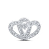 10kt White Gold Womens Round Diamond Slide Heart Pendant 1/4 Cttw