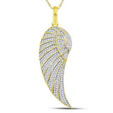 10kt Yellow Gold Mens Round Diamond Angel Wing Charm Pendant 5/8 Cttw