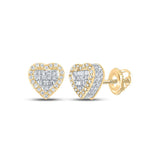10kt Yellow Gold Baguette Diamond Heart Earrings 3/8 Cttw