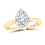 14kt Yellow Gold Pear Diamond Halo Bridal Wedding Engagement Ring 1/2 Cttw
