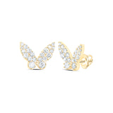 10kt Yellow Gold Womens Round Diamond Butterfly Earrings 1/2 Cttw