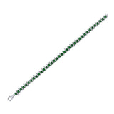 Sterling Silver Womens Round Synthetic Emerald Tennis Bracelet 6-1/2 Cttw