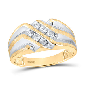 10kt Yellow Gold Mens Round Diamond Band Ring 1/4 Cttw