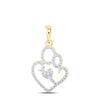 10kt Yellow Gold Womens Round Diamond Mom Child Heart Pendant 1/8 Cttw