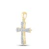 10kt Yellow Gold Womens Round Diamond Cross Pendant 1/4 Cttw