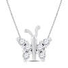 10k White Gold Womens Round Diamond Small Butterfly Bug Insect Pendant 1/5 Cttw