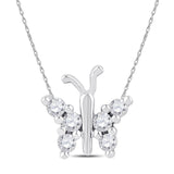 10k White Gold Womens Round Diamond Small Butterfly Bug Insect Pendant 1/5 Cttw