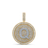 10kt Two-tone Gold Mens Round Diamond Q Initial Letter Charm Pendant 3-3/4 Cttw