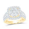 14kt Yellow Gold Womens Round Diamond Square Frame Cluster Ring 2 Cttw