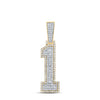 14kt Two-tone Gold Mens Baguette Diamond Number 1 Charm Pendant 1 Cttw