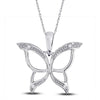 10kt White Gold Womens Round Diamond Butterfly Bug Wings Pendant .03 Cttw