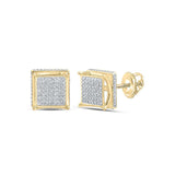 10kt Yellow Gold Round Diamond Square Earrings 1/4 Cttw