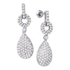 10kt White Gold Womens Round Diamond Teardrop Dangle Earrings 2 Cttw