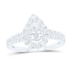 14kt White Gold Pear Diamond Solitaire Bridal Wedding Engagement Ring 1-1/3 Cttw