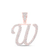 10kt Rose Gold Mens Round Diamond W Initial Letter Charm Pendant 1-1/4 Cttw