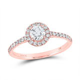 14kt Rose Gold Round Diamond Halo Bridal Wedding Engagement Ring 3/4 Cttw