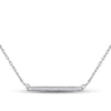 10kt White Gold Womens Round Diamond Horizontal Bar Pendant Necklace 1/10 Cttw