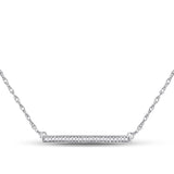 10kt White Gold Womens Round Diamond Horizontal Bar Pendant Necklace 1/10 Cttw