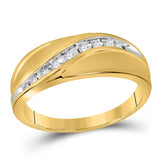 10kt Yellow Gold Mens Round Diamond Single Row Band Ring 1/8 Cttw