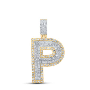 10kt Two-tone Gold Mens Round Diamond P Initial Letter Pendant 1/2 Cttw