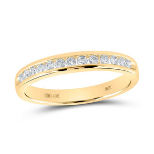 14kt Yellow Gold Womens Round Diamond Wedding Single Row Band 1/4 Cttw