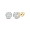 10kt Yellow Gold Womens Round Diamond Circle Earrings 1/3 Cttw
