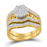 10kt Yellow Gold Round Diamond Bridal Wedding Ring Band Set 3/8 Cttw