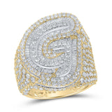 10kt Two-tone Gold Mens Baguette Diamond G Initial Letter Ring 6-3/4 Cttw