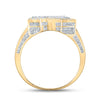 10kt Two-tone Gold Mens Round Diamond R Initial Letter Ring 1-1/4 Cttw